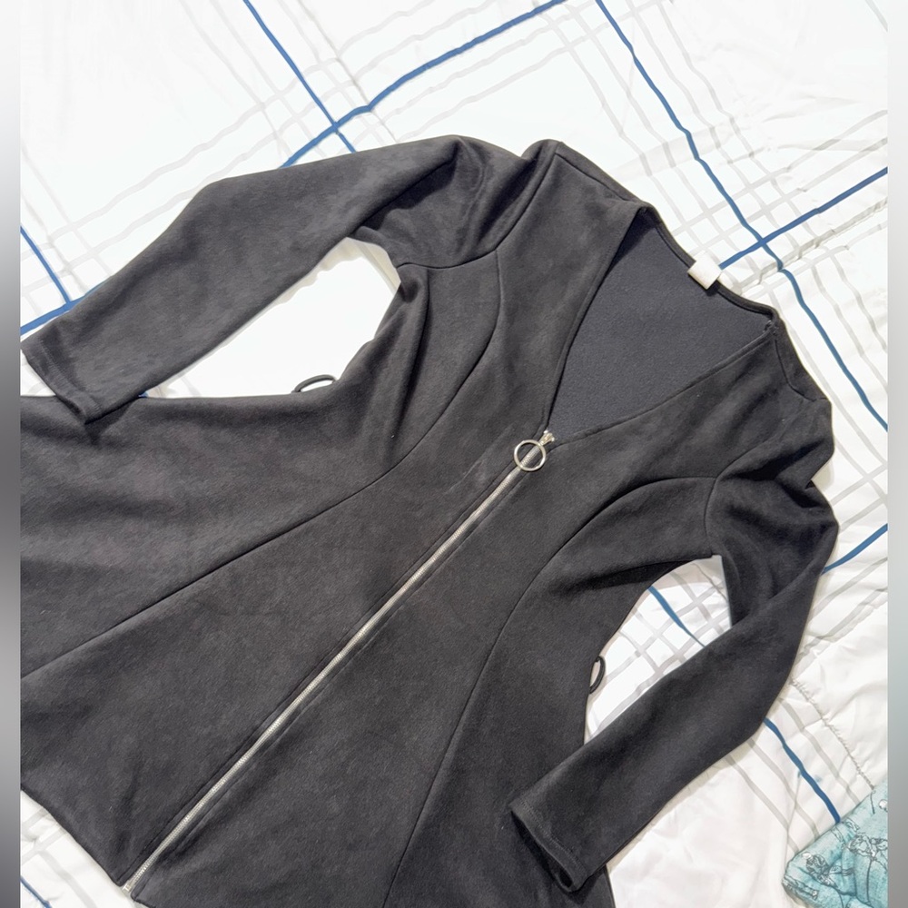 WINDSOR Black Long Sleeve Zip-Up Dress/ blazer